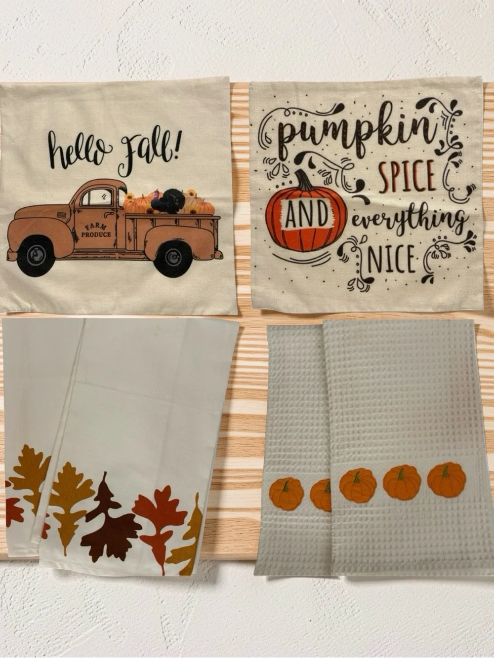 Autumn Set of 2 Pillow Covers & 4 Cotton Dish Towels